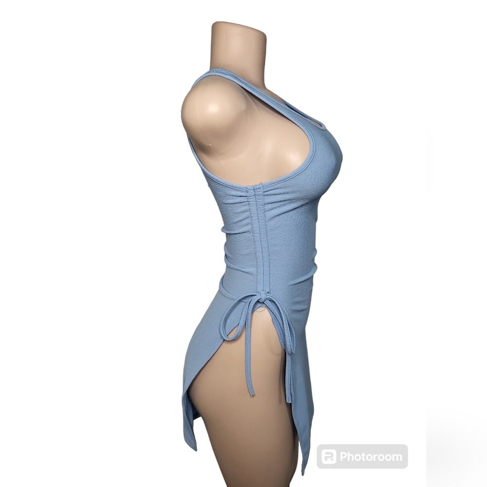 SHEIN Drawstring Side Split Ruched Bodycon Dress - Picture 4 of 12